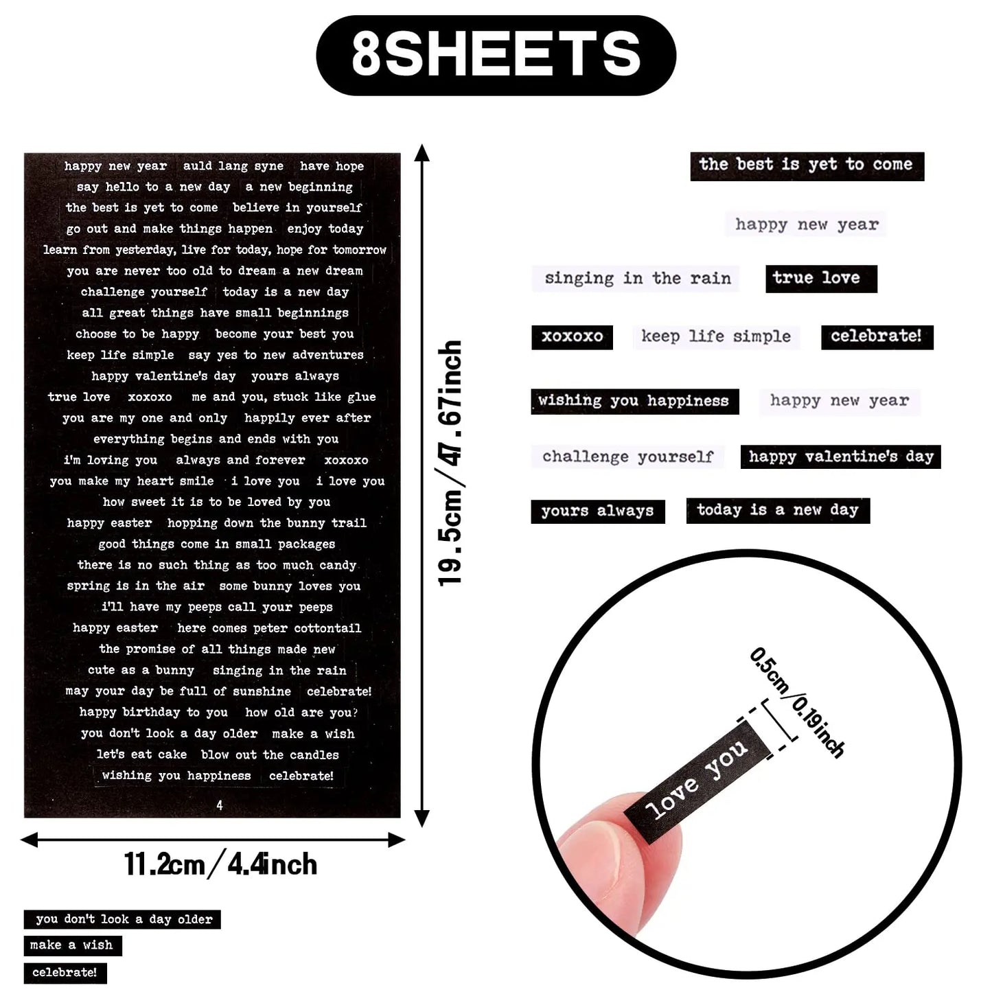 8 Sheet Quote Stickers for Journaling Small Talk Stickers Phrase Word Notebook DIY for Art Journal Collage Album Aesthetic