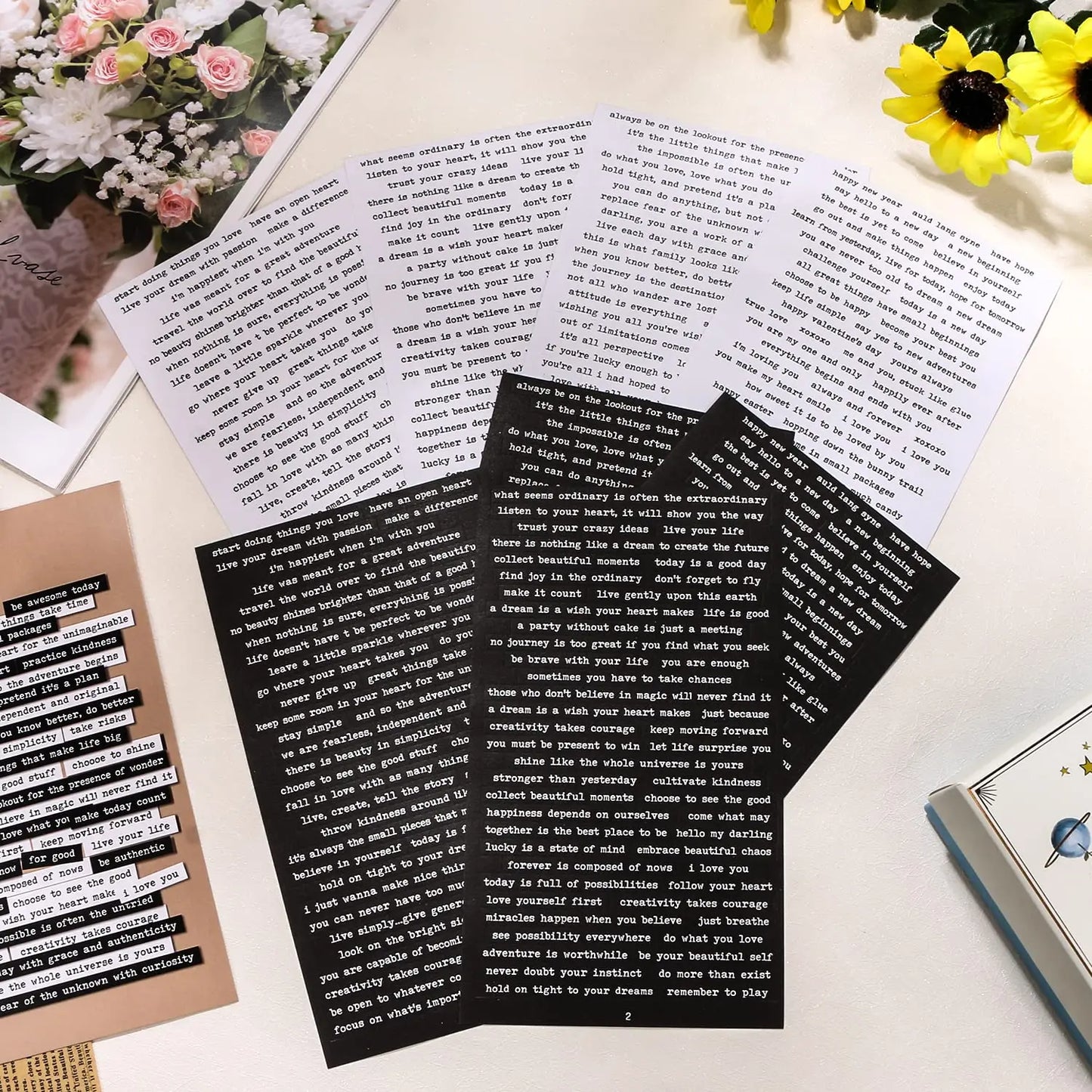 8 Sheet Quote Stickers for Journaling Small Talk Stickers Phrase Word Notebook DIY for Art Journal Collage Album Aesthetic