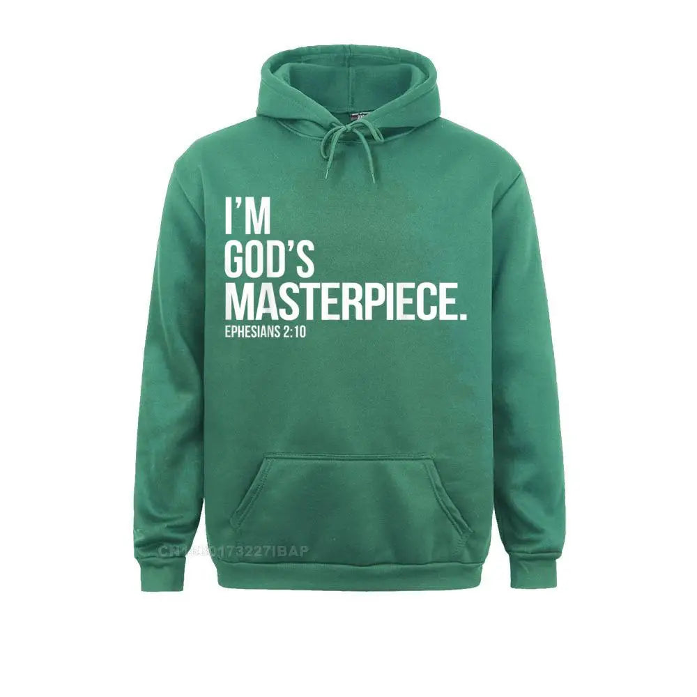 I'm God's Masterpiece Bible Scripture Christian Hooded Pullover Holiday For Men Hoodies Slim Fit Clothes Fashionable