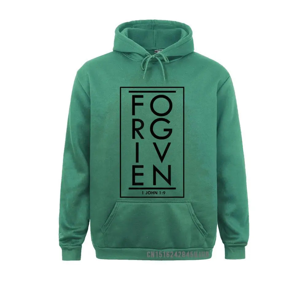 Forgiven 1 John 1 9 Bible Scripture Verse Christian Pullover Sweatshirts Classic Hoodies Holiday Sportswears For Men Autumn