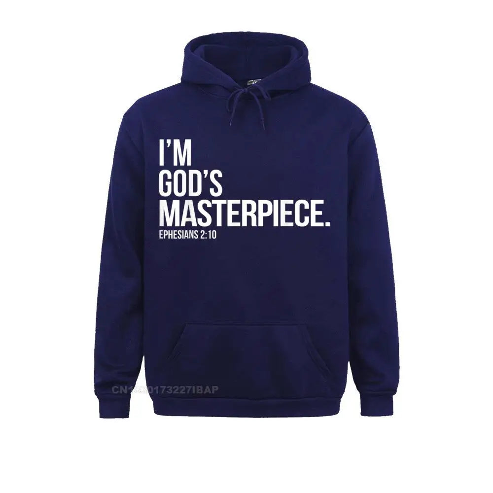I'm God's Masterpiece Bible Scripture Christian Hooded Pullover Holiday For Men Hoodies Slim Fit Clothes Fashionable