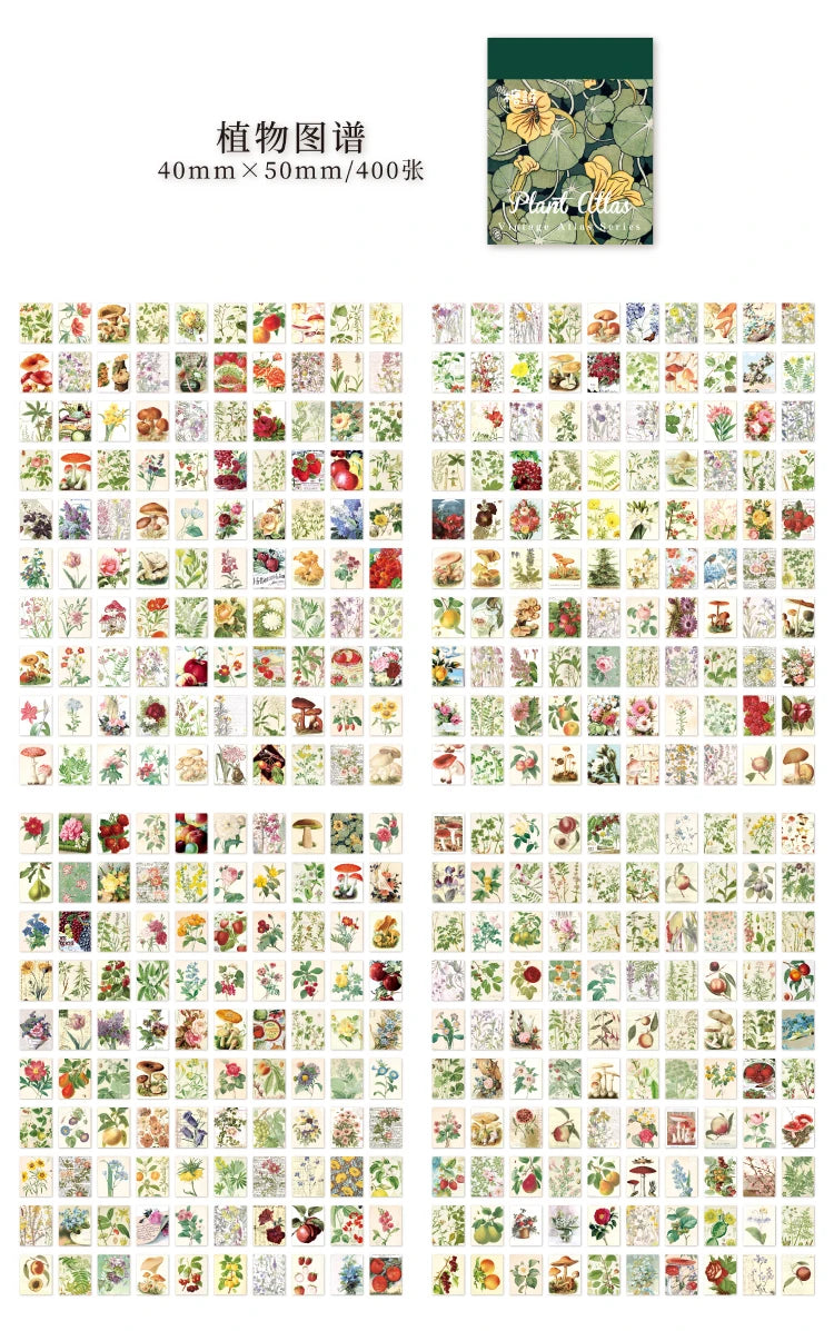 JIANQI 400 pcs Craft Vintage Scrapbooking Paper Kawaii Art Junk Journal Deco Sticker Natural Collection DIY Material Paper