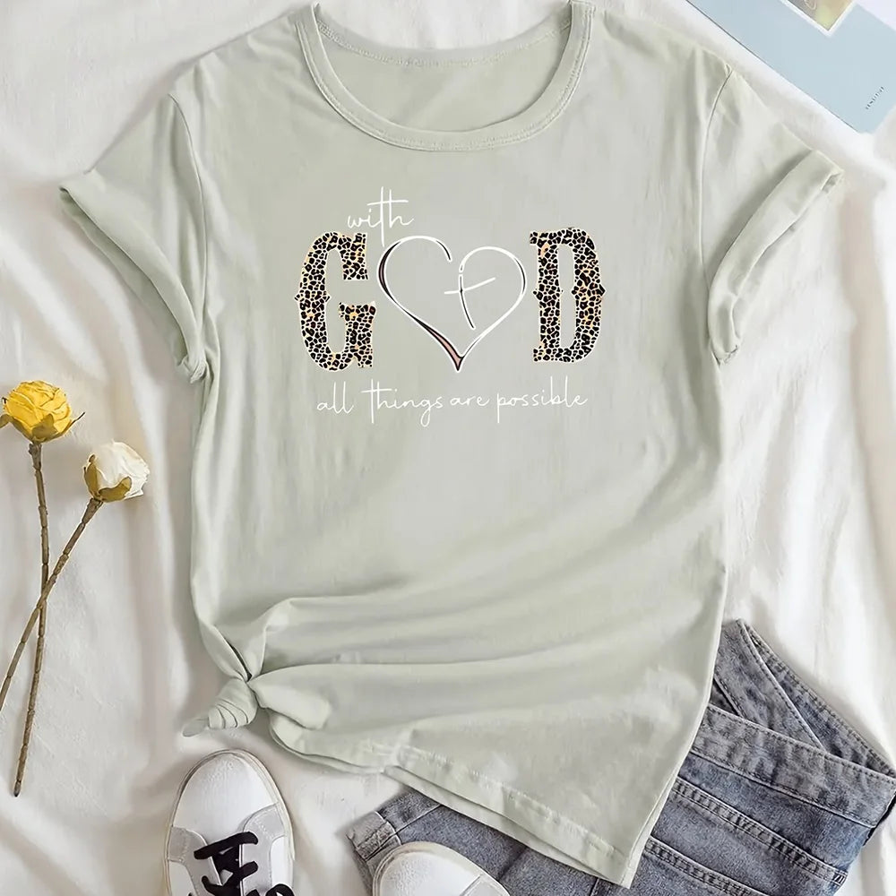 Summer Women's Round Neck T-shirt Fashion Short sleeved Top Leopard Print Trendy Loose Clothing Women's Party T-shirt