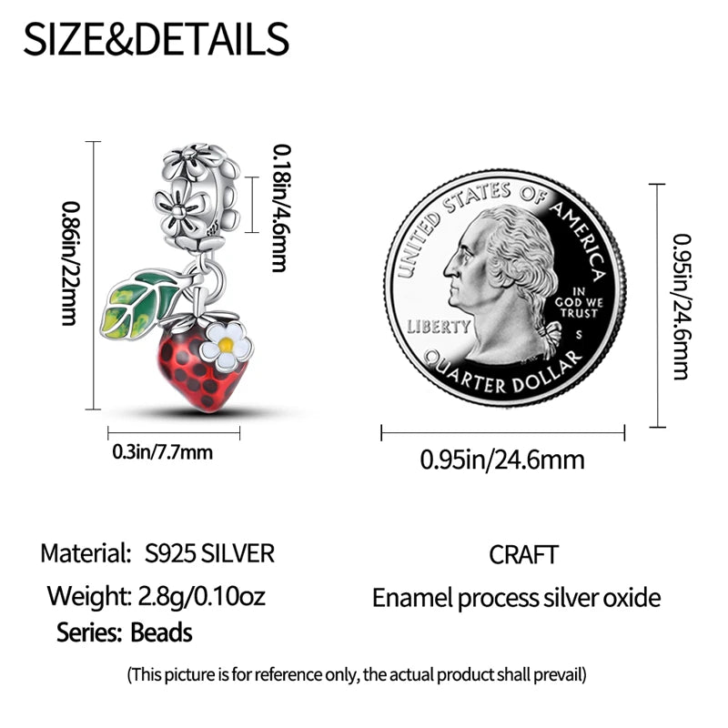 Charms 925 Sterling Silver Strawberry Pendants Charms Fit Original Charms Bracelets Necklace Beads DIY Jewerlry Accessories