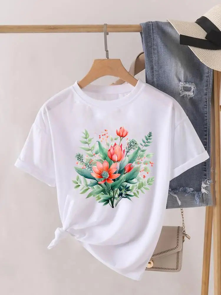 Sweet Cartoon Trend 90s Women Print Female Graphic T-shirts Fashion Clothing Lady Clothes Short Sleeve T Shirt Casual Tee