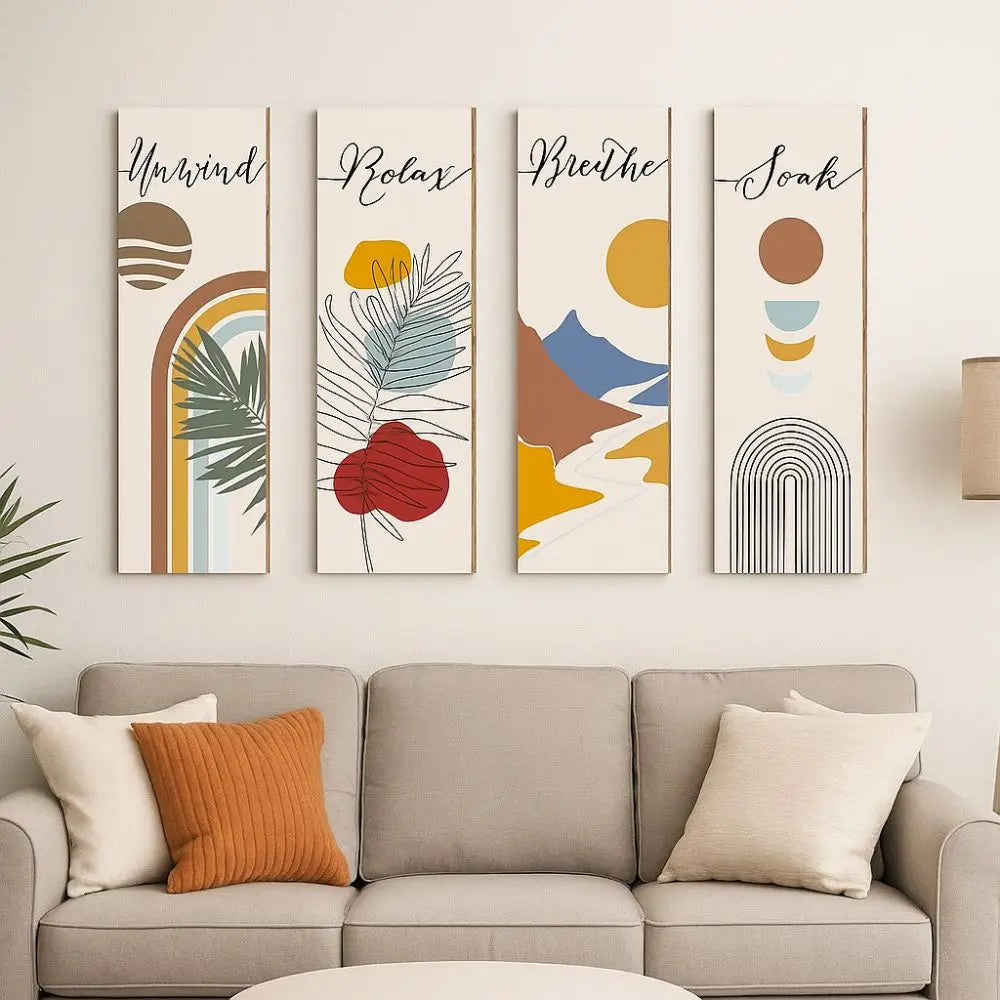 Inspirational Quotes Bohemian Abstract Hanging Sign Handmade Artistic Wooden Wall Hanging Plate Wall-mounting Decorative Panel
