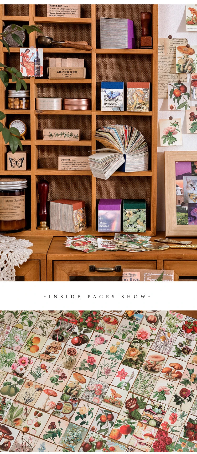 JIANQI 400 pcs Craft Vintage Scrapbooking Paper Kawaii Art Junk Journal Deco Sticker Natural Collection DIY Material Paper