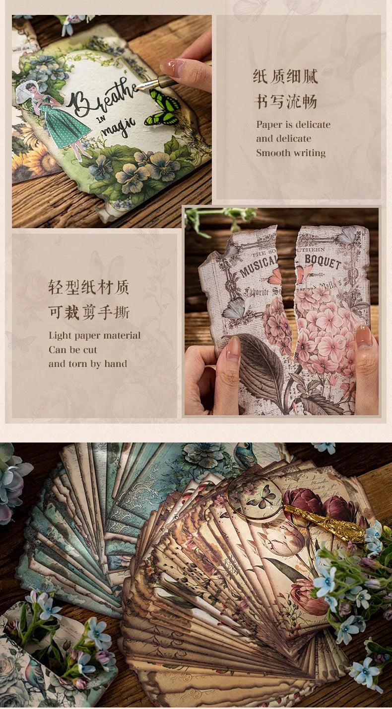 30pcs/pack Vintage Materials Paper Lost Garden Series DIY Scrapbooking Deco Junk Journal Planner Collage Photo Album Craft Paper