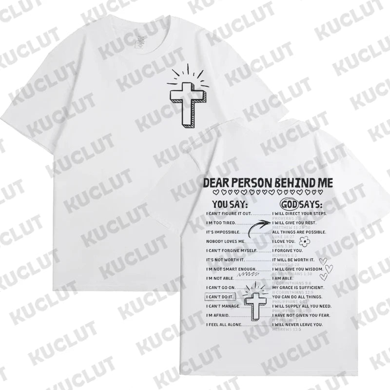 God Says Hoodie Design Print T-shirt Short Sleeve Crew Neck Casual Tee Tops Retro Christian Jesus Classic Women's Clothing