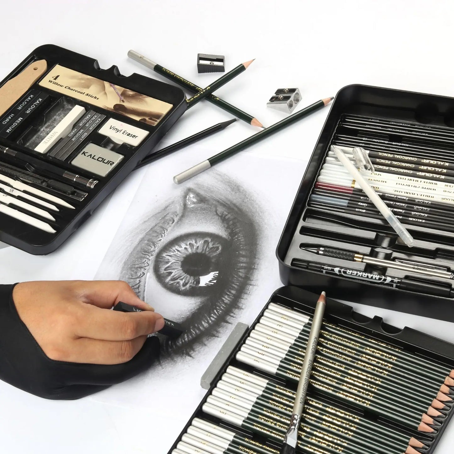 Kalour Art Supplies 70pcs Professional Sketching Pencil and Drawing Pencil Set in Tin Box with Various Drawing Tool for Artist