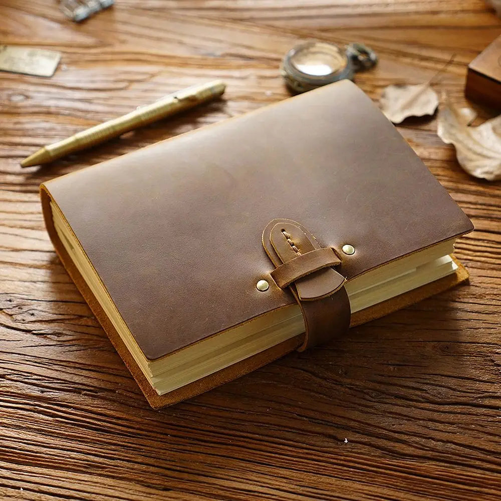 Vintage Leather Bound Journal Handmade Genuine Leather Cover Blank Paper Diary Blank Pages Unlined Travel Sketchbook
