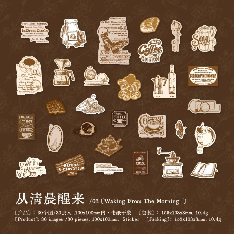 Journal GO 30pcs Retro Antique Stuffs Stickers Collage Junk Journal Scrapbooking diy Vintage Small Hand Made Stationery Labels