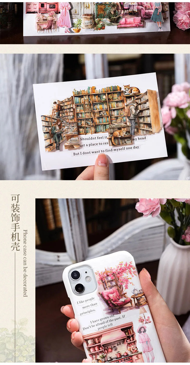 Journamm 60mm*2m Landscaping PET Tape Junk Journal Decor Junk Journal DIY Scrapbooking School Supplies Collage Stationery Tapes