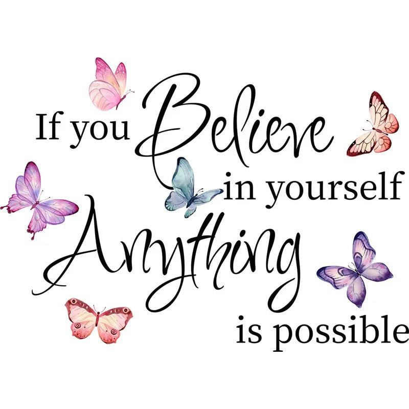 Butterfly Inspirational English Phrases Wall Stickers Living Room Bedroom Home Backgroud Decoration Self-adhesive Wall Decals