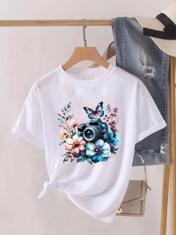 Sweet Cartoon Trend 90s Women Print Female Graphic T-shirts Fashion Clothing Lady Clothes Short Sleeve T Shirt Casual Tee