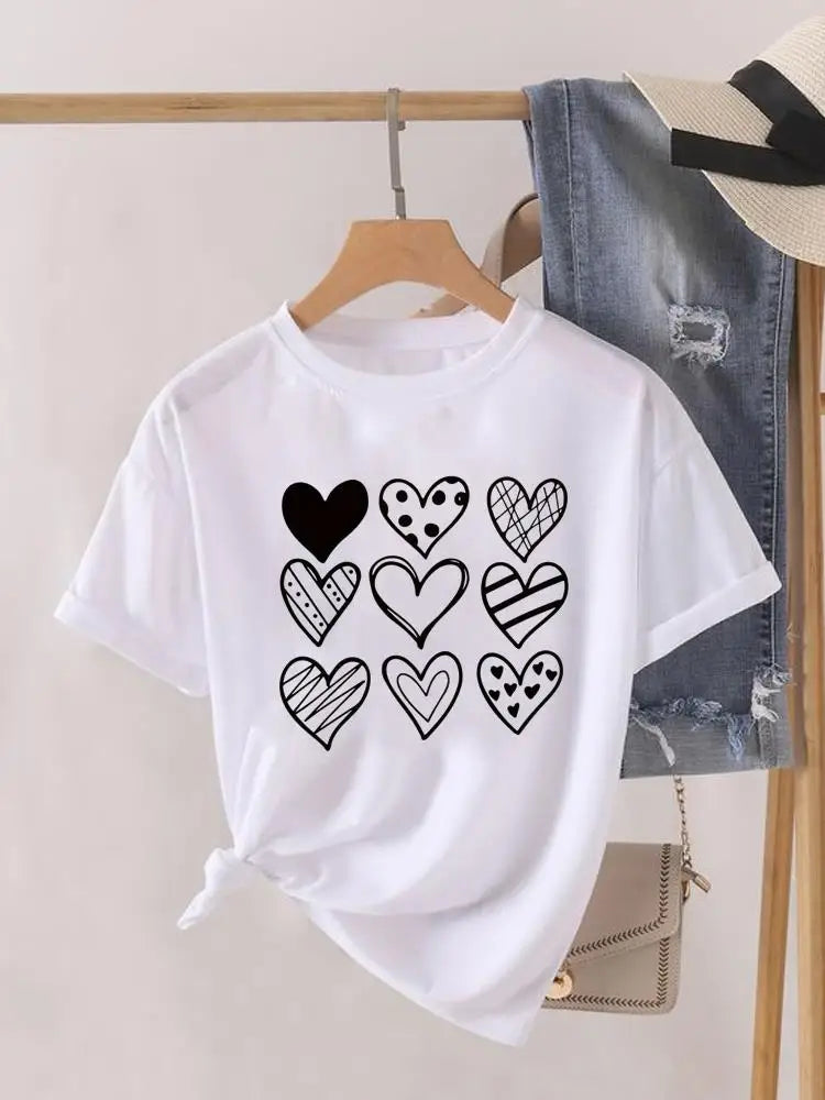 Sweet Cartoon Trend 90s Women Print Female Graphic T-shirts Fashion Clothing Lady Clothes Short Sleeve T Shirt Casual Tee