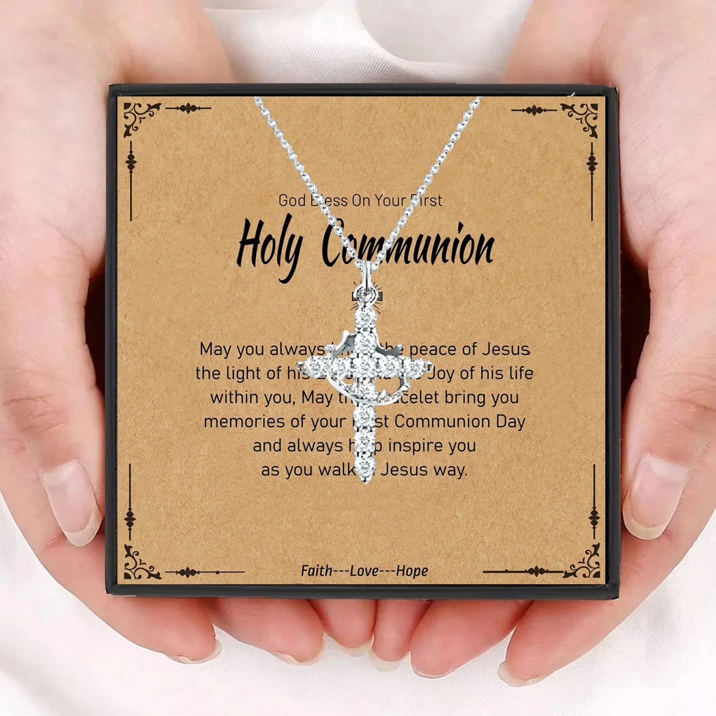 Fashionable women's crown pendant necklace with rotating cross; full of diamonds and zirconia; perfect for the clavicle chain