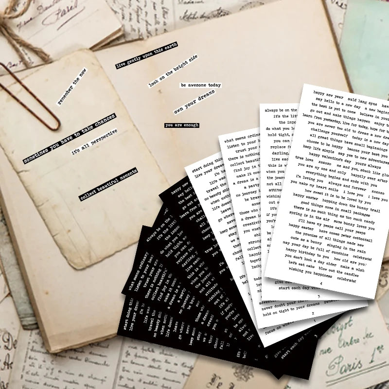 8 Sheet Quote Stickers for Journaling Small Talk Stickers Phrase Word Notebook DIY for Art Journal Collage Album Aesthetic