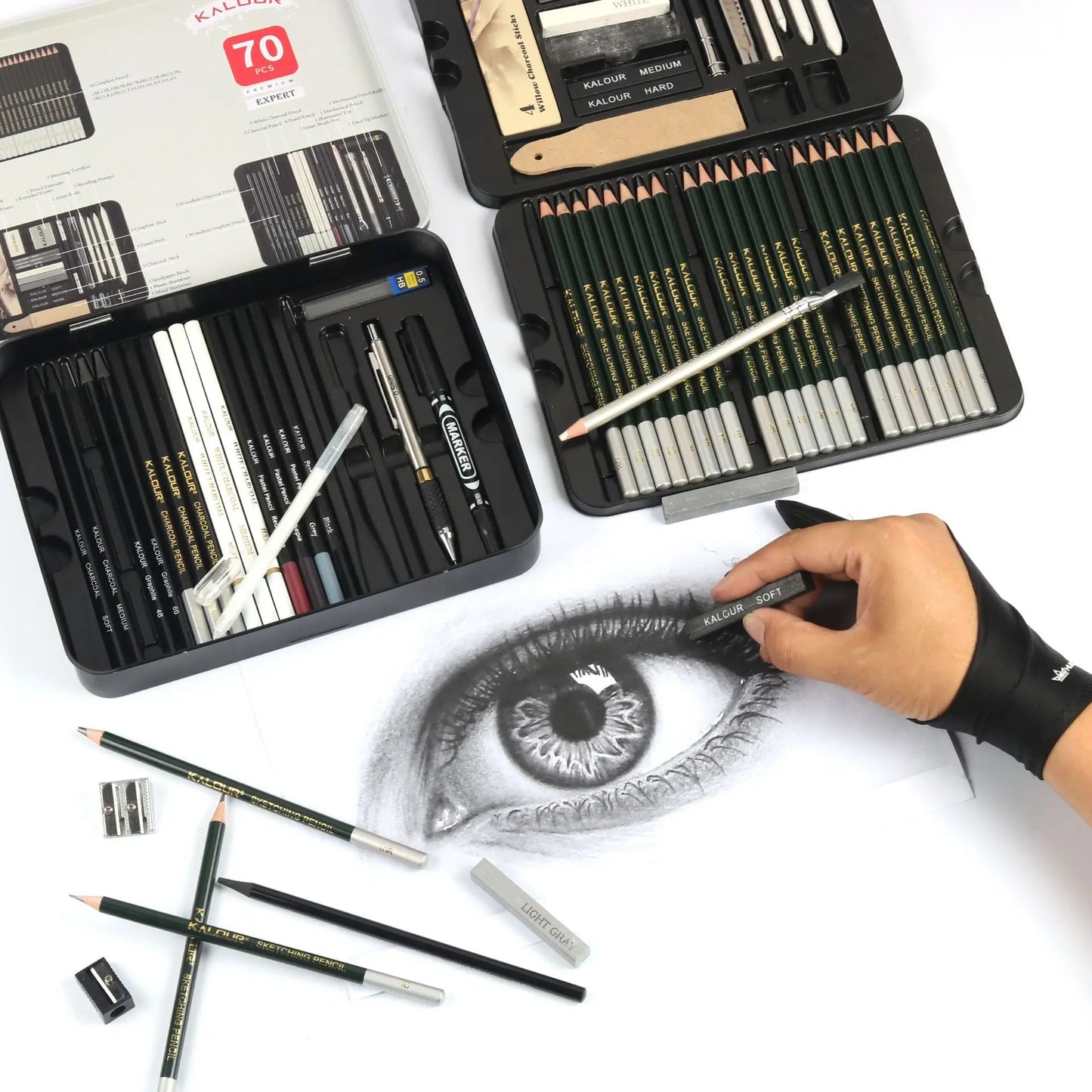 Drawing Set, 70-Pack Sketching Kit, Art Supplies with A Sketch Pad ,Colored, Graphite, Charcoal, Watercolor, Metallic Pencils