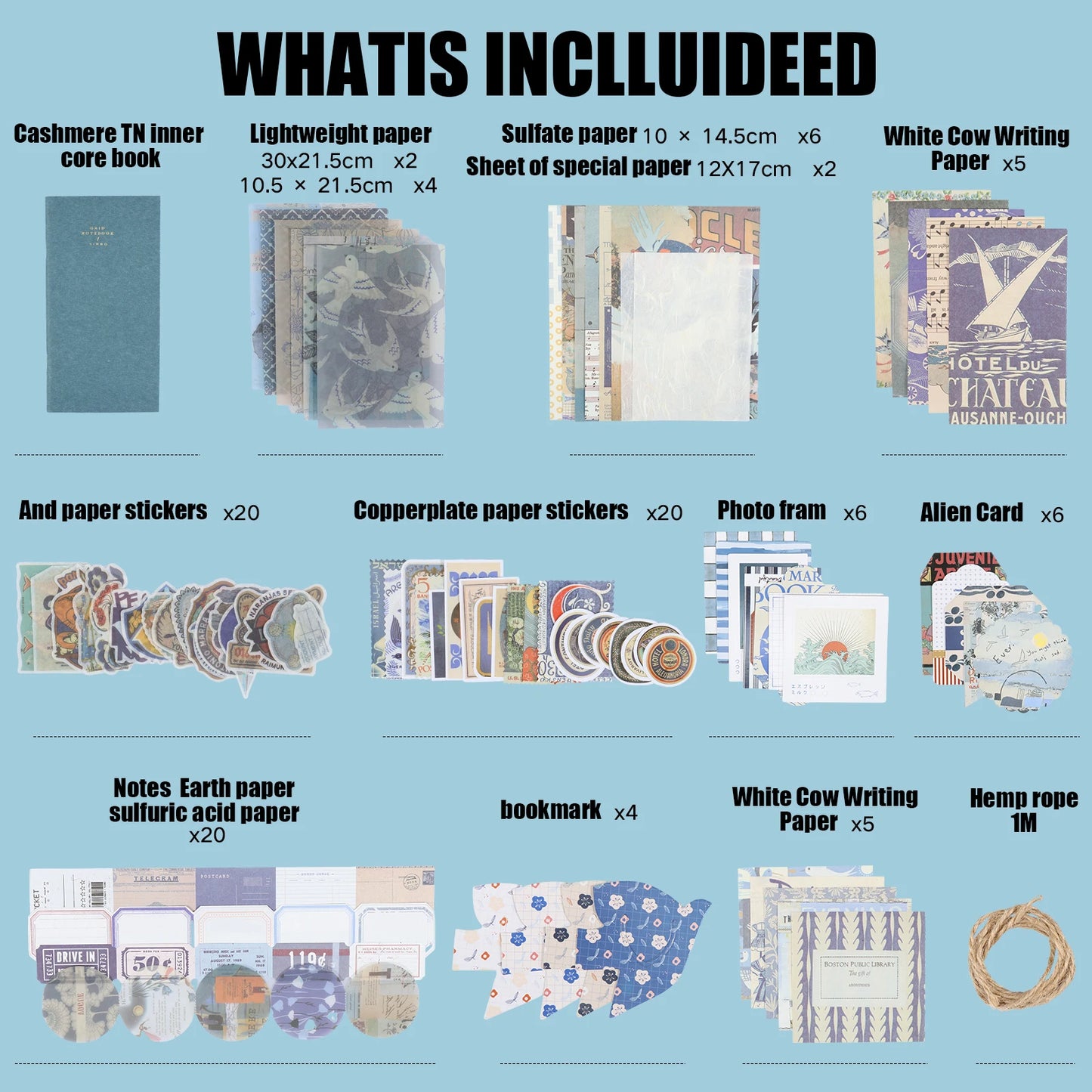 86Pcs Vintage Scrapbook Kit DIY Journaling Supplies Set with Scrapbook Stickers Cards Bookmarks Aesthetic Journaling Arts Craft