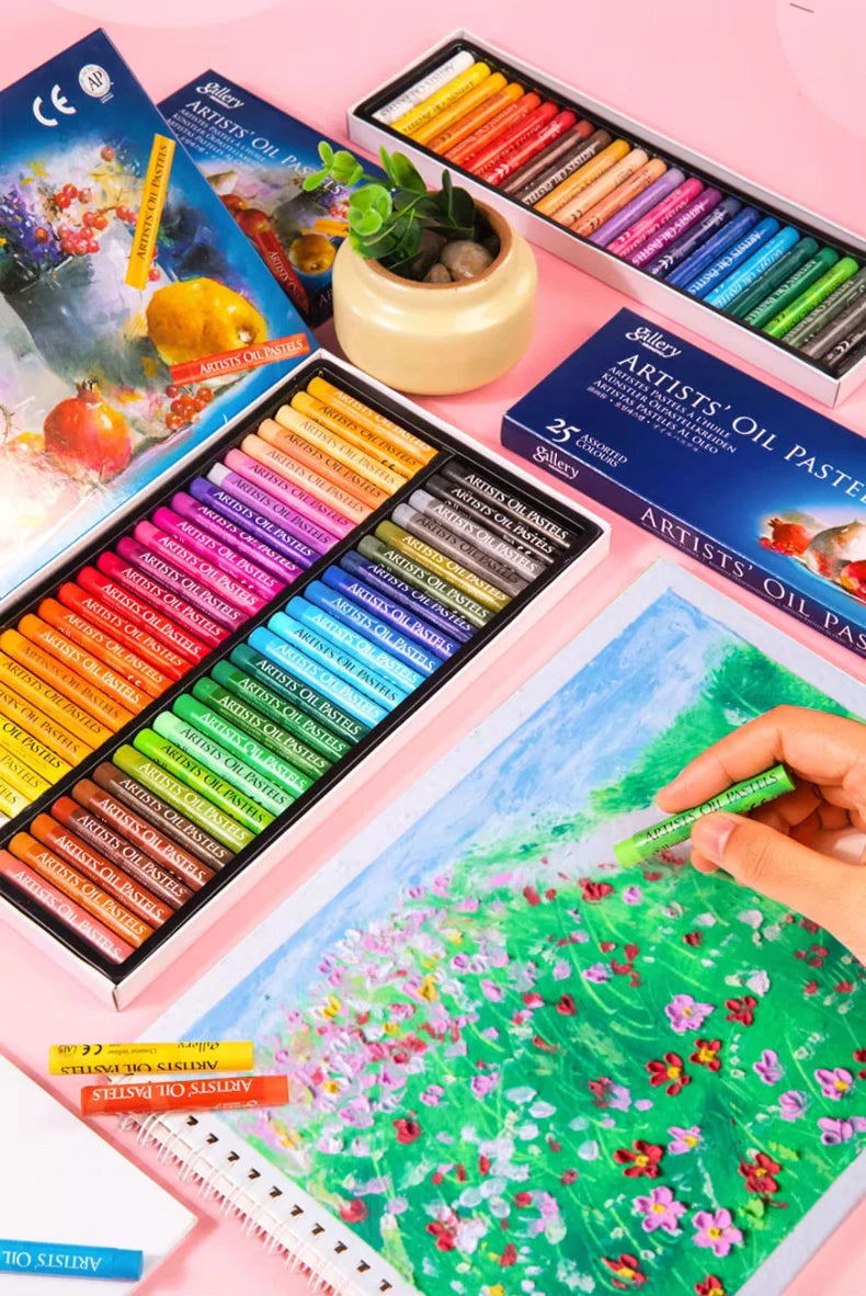 Artists' Soft Oil Pastels, Professional Set of 12/25/48 Assorted Color, Water-Soluble Non-toxic Drawing Supplies