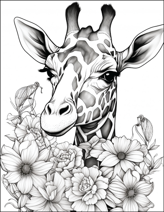 Coloring Book: Floral Safari Animals (Digital Product)