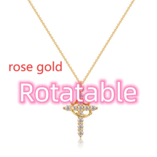 Cross & Crown Rotatable Necklace
