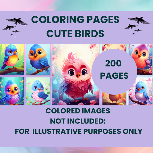 Coloring Book: Cute Birds (Digital Product)