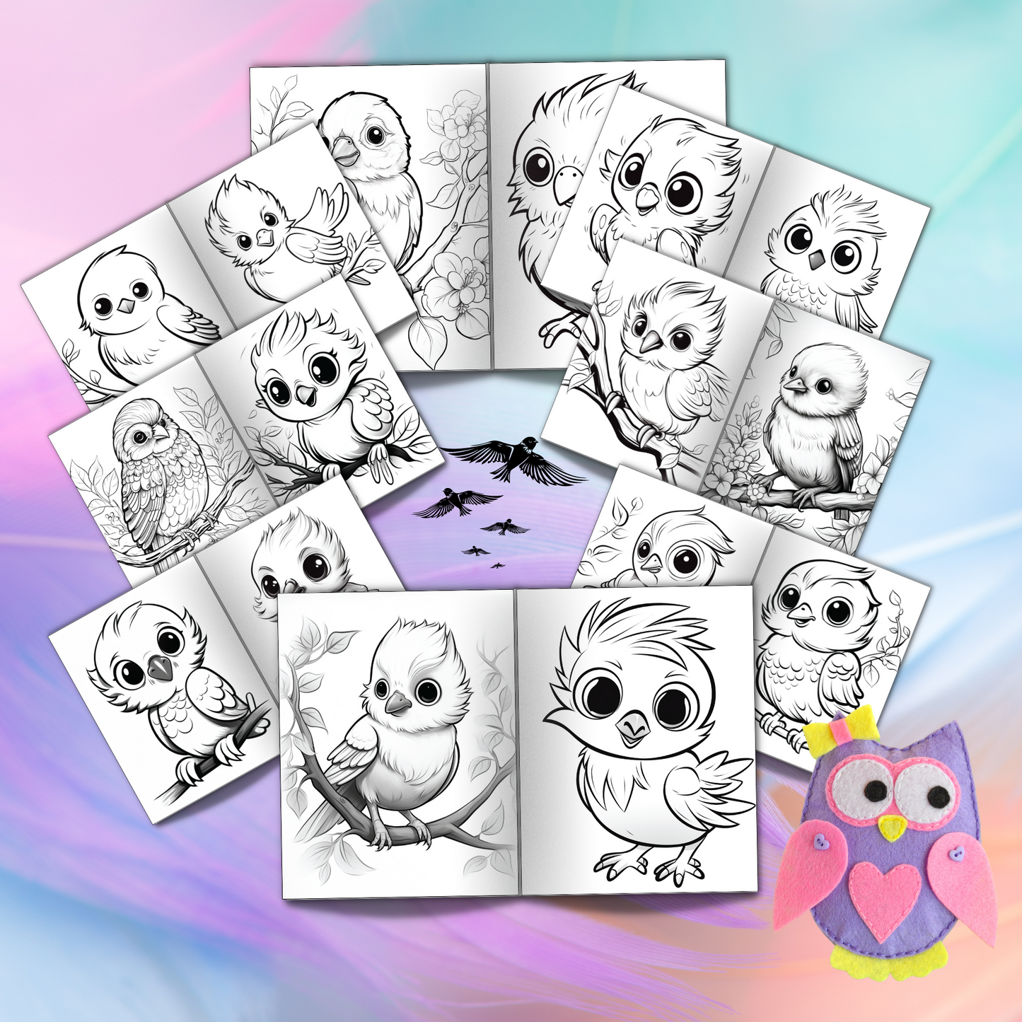 Coloring Book: Cute Birds (Digital Product)