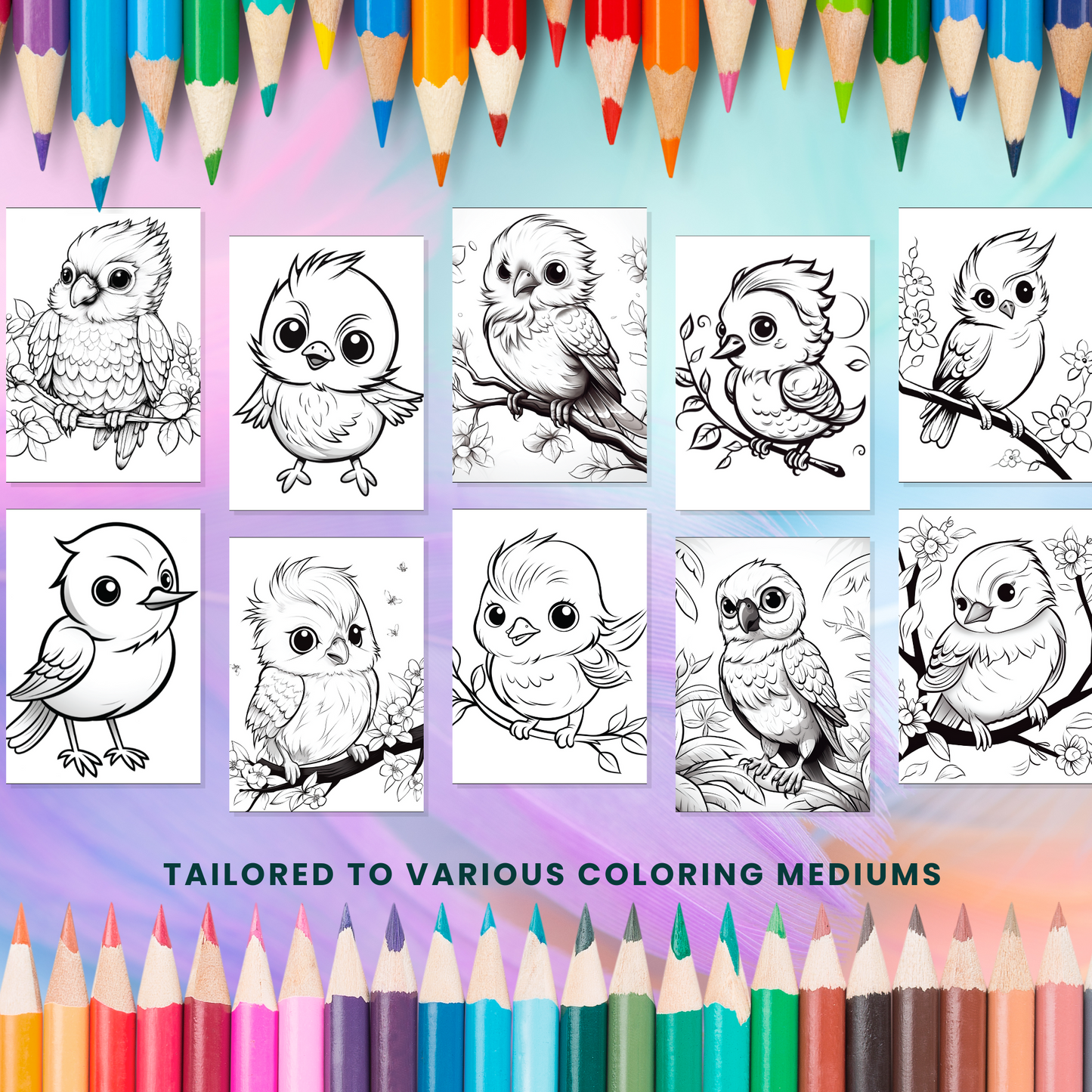 Coloring Book: Cute Birds (Digital Product)
