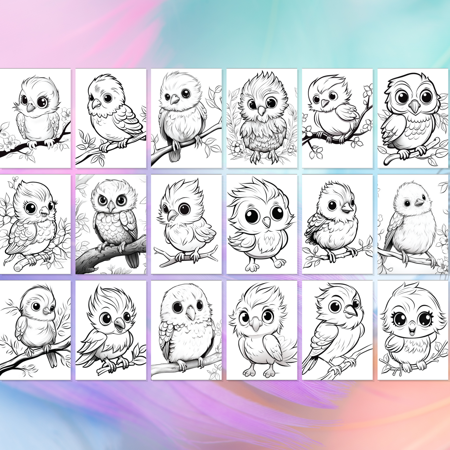 Coloring Book: Cute Birds (Digital Product)