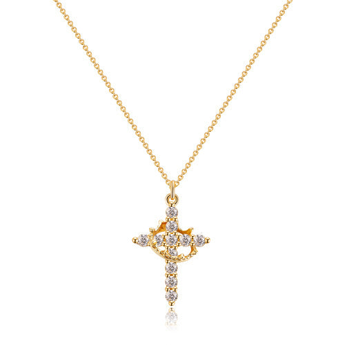 Cross & Crown Rotatable Necklace