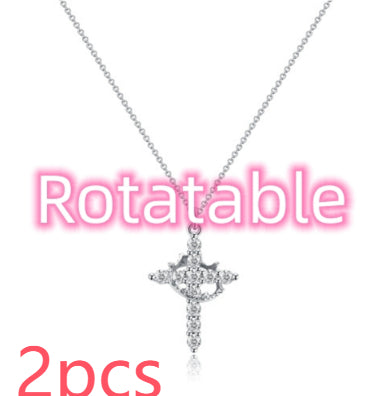 Cross & Crown Rotatable Necklace