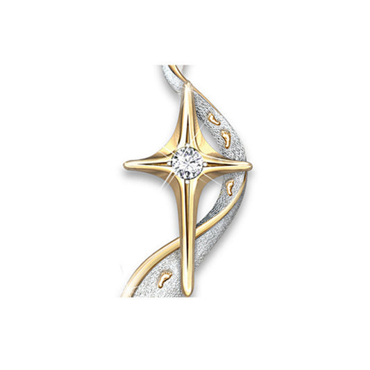 Footprint & Cross Pendant | Electroplating Cross Necklace