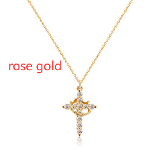 Cross & Crown Rotatable Necklace