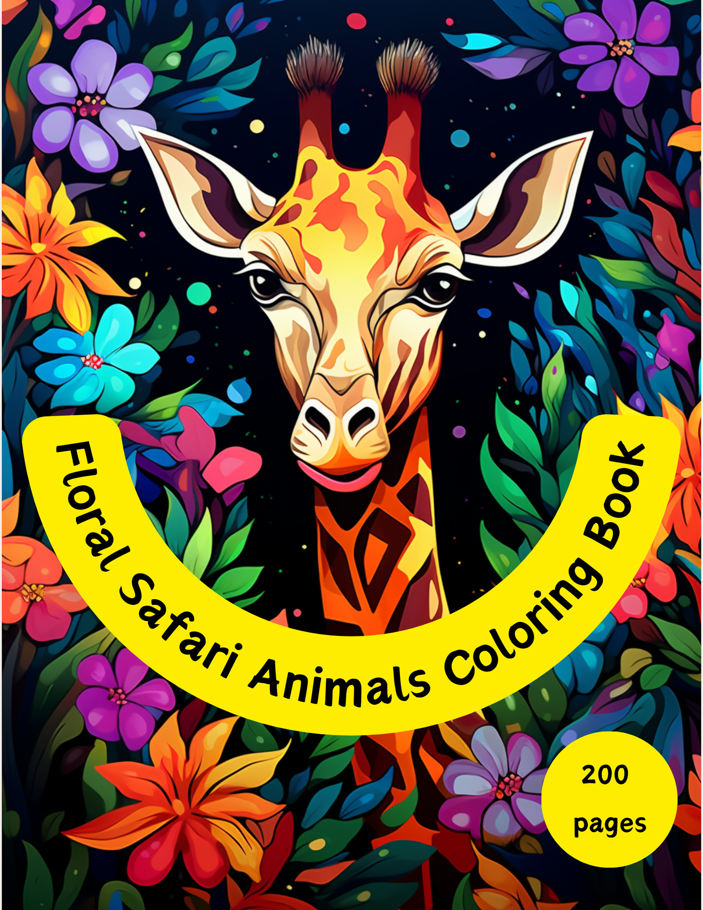 Coloring Book:  Floral Safari Animals (Digital Product)