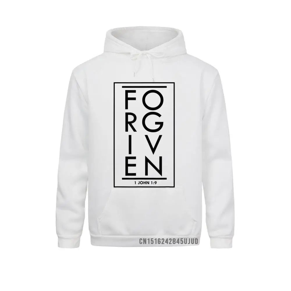 Forgiven 1 John 1 9 Bible Scripture Verse Christian Pullover Sweatshirts Classic Hoodies Holiday Sportswears For Men Autumn