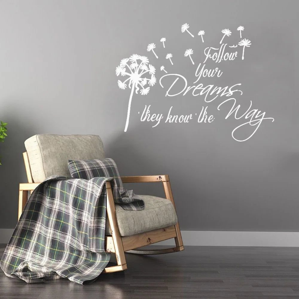 Inspirational Wall Sticker Quote Follow Your Dreams  Family Wall Motivational Wall Decal for bedroom Wallsticker