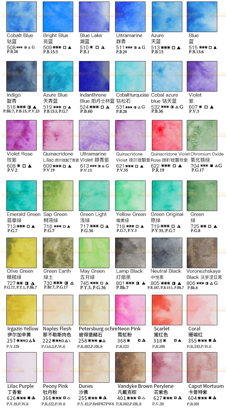 Russian white night watercolor paint 10ml Watercolor painting acuarelas palette art supplies