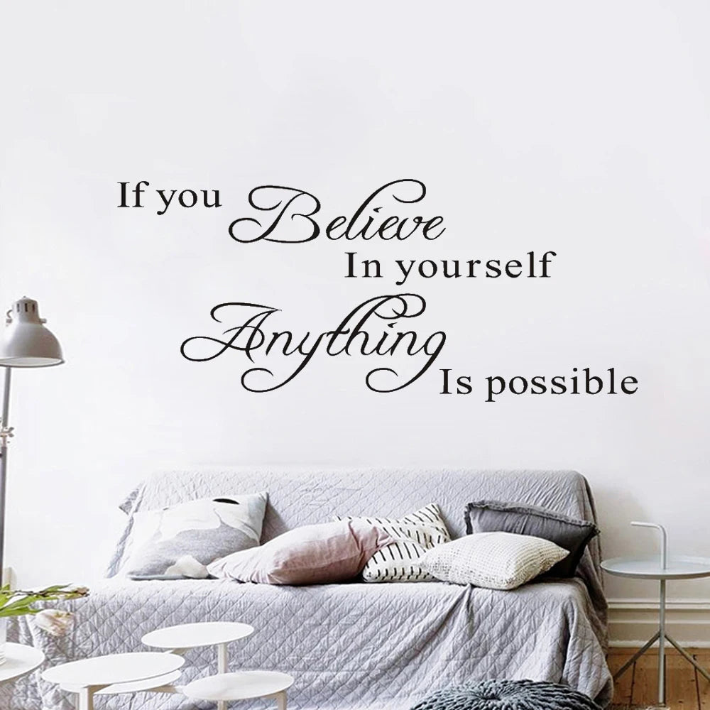 if you believe in yourself anything is possible inspirational quotes wall decals decorative wall stickers vinyl art home decor