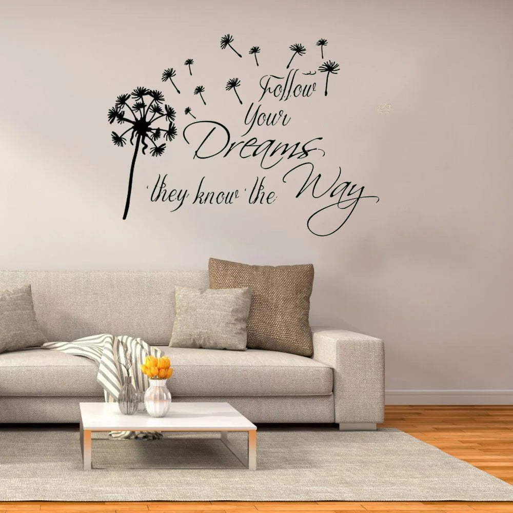 Inspirational Wall Sticker Quote Follow Your Dreams  Family Wall Motivational Wall Decal for bedroom Wallsticker