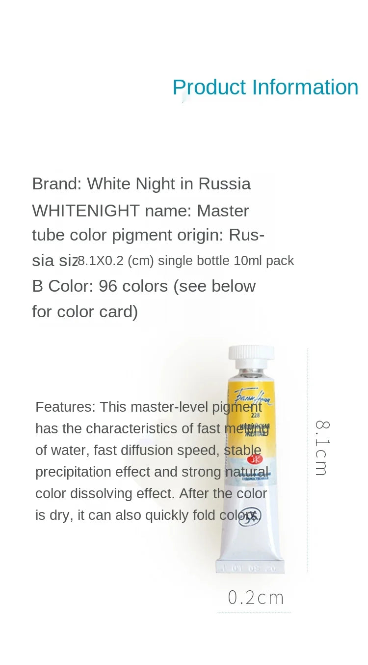 Russian white night watercolor paint 10ml Watercolor painting acuarelas palette art supplies