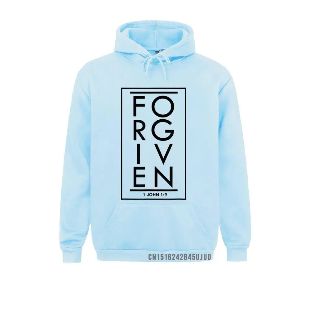Forgiven 1 John 1 9 Bible Scripture Verse Christian Pullover Sweatshirts Classic Hoodies Holiday Sportswears For Men Autumn
