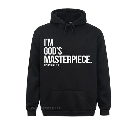 I'm God's Masterpiece Bible Scripture Christian Hooded Pullover Holiday For Men Hoodies Slim Fit Clothes Fashionable