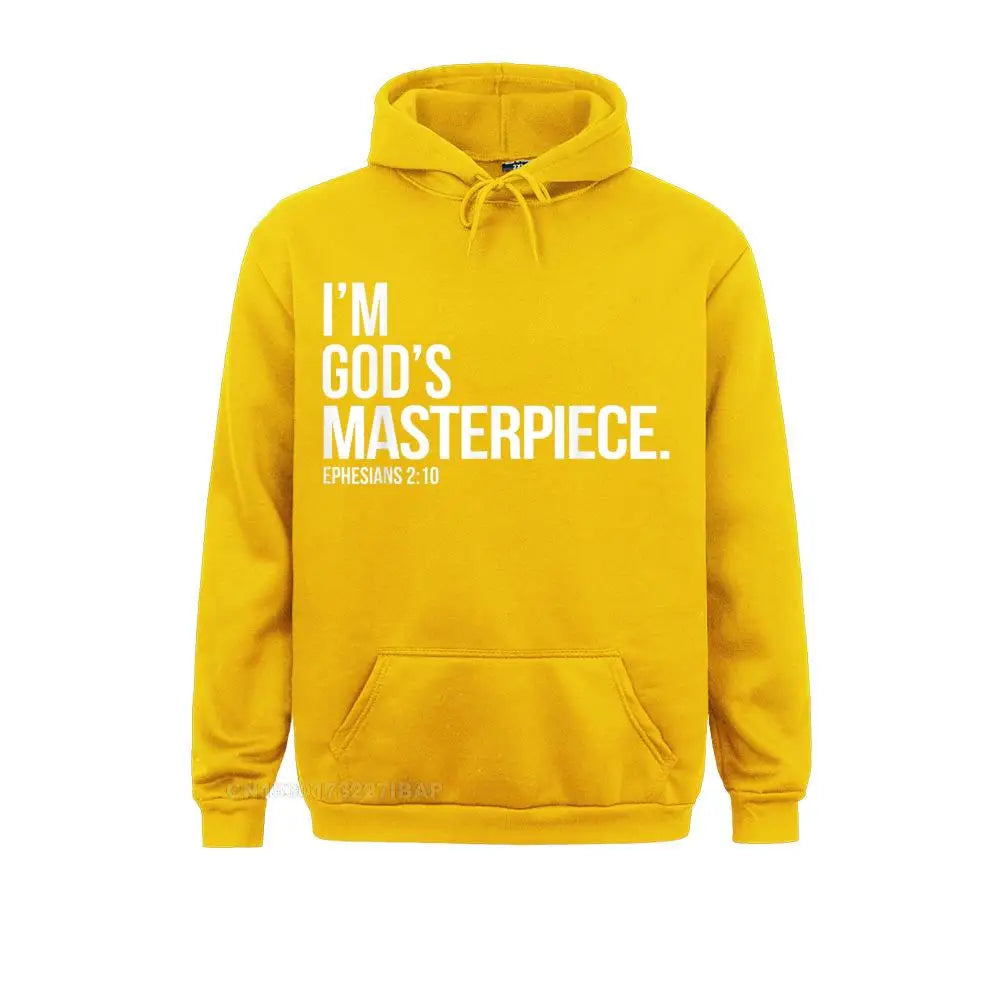 I'm God's Masterpiece Bible Scripture Christian Hooded Pullover Holiday For Men Hoodies Slim Fit Clothes Fashionable