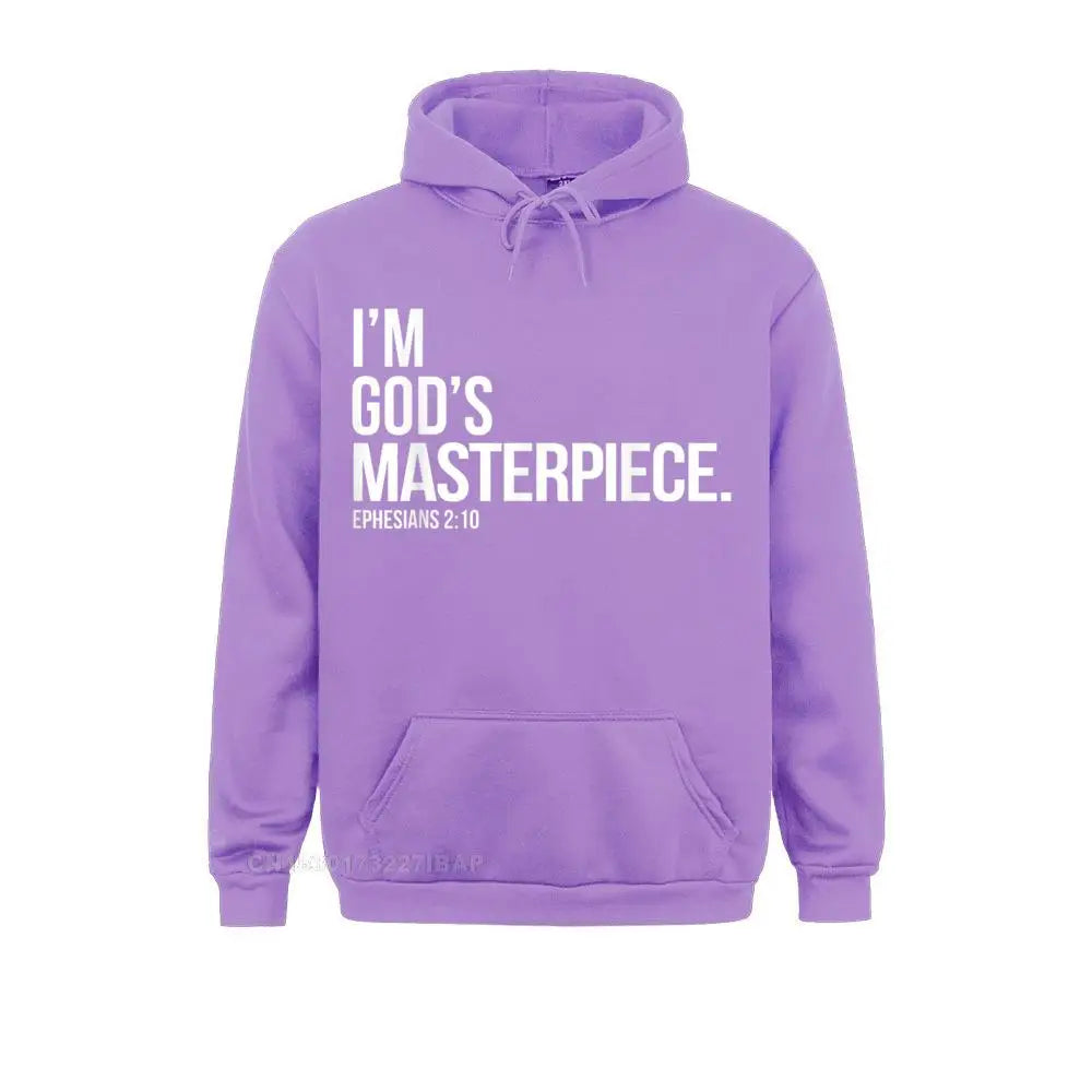 I'm God's Masterpiece Bible Scripture Christian Hooded Pullover Holiday For Men Hoodies Slim Fit Clothes Fashionable