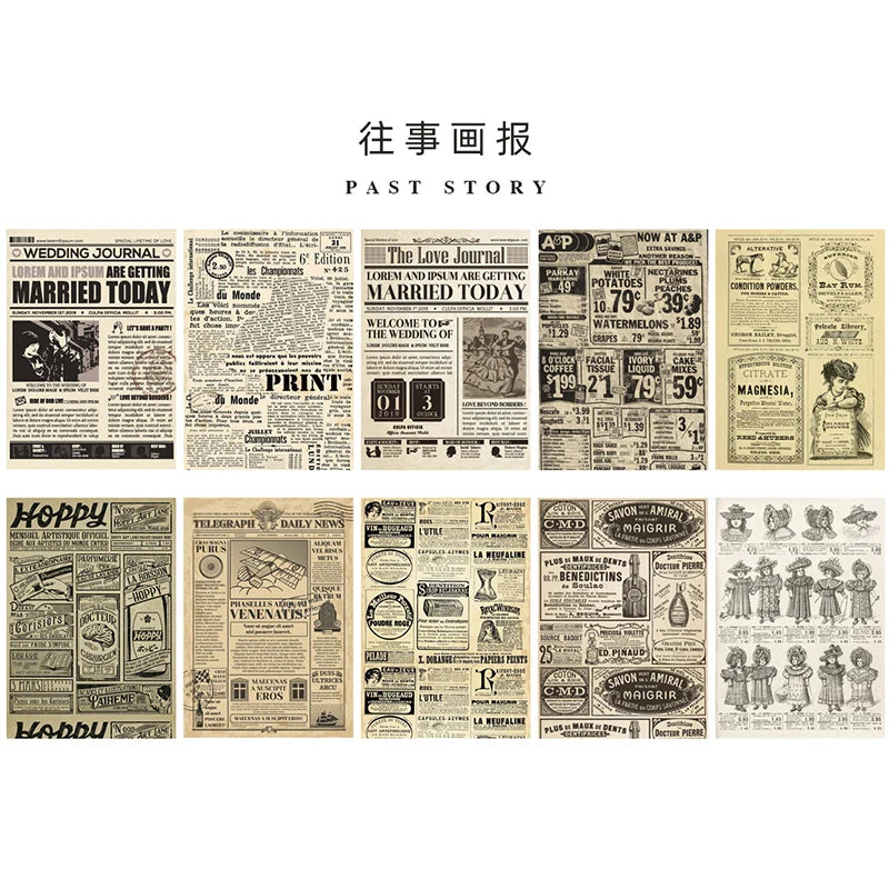 10 Pcs Junk Journal Large Size Retro Map Material Paper Diy Scrapbooking Collage Album Week Diary Decoration Background Paper