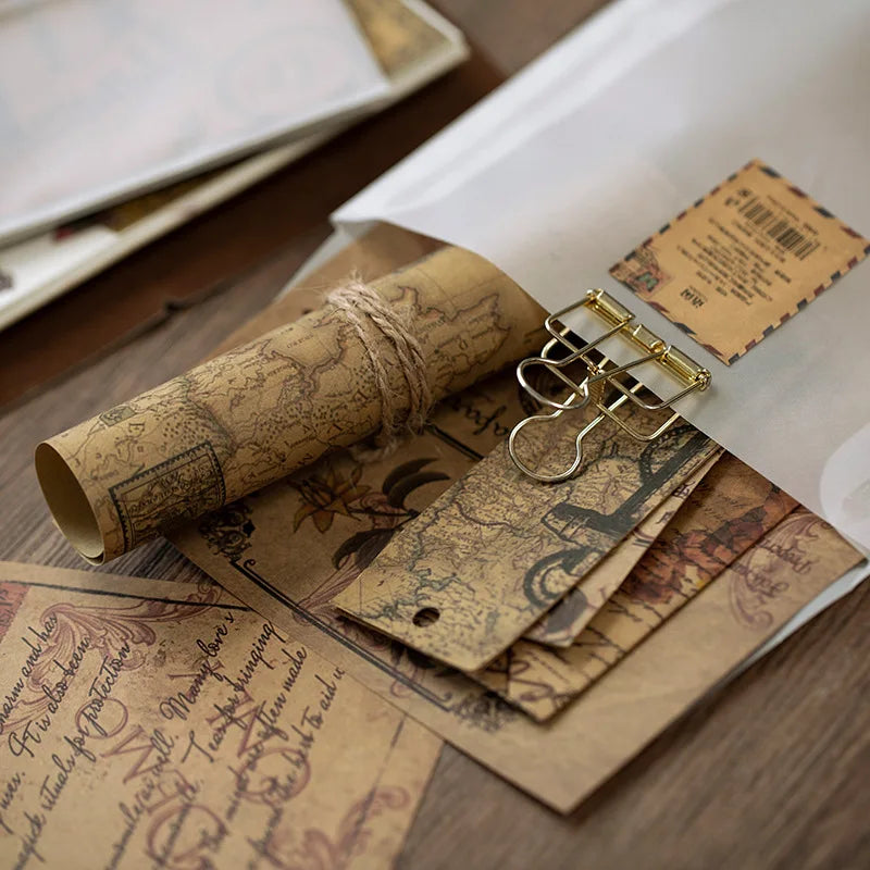 10 Pcs Junk Journal Large Size Retro Map Material Paper Diy Scrapbooking Collage Album Week Diary Decoration Background Paper