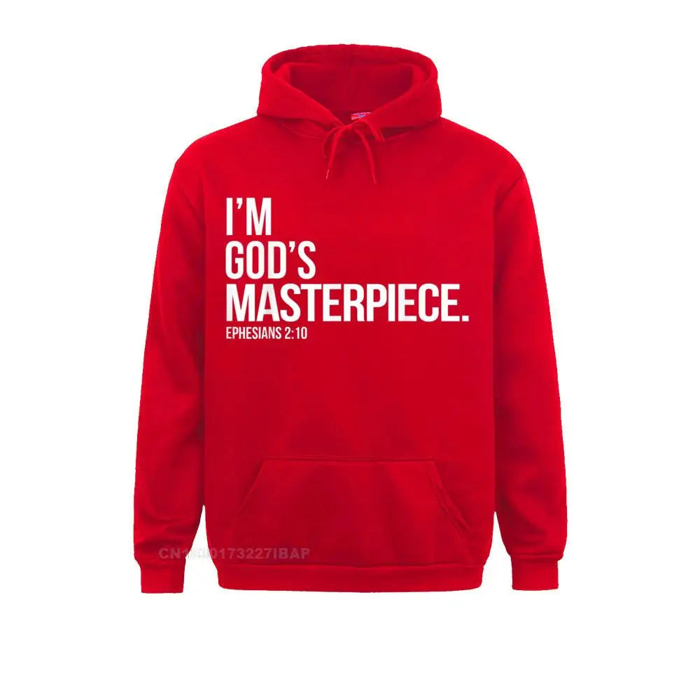 I'm God's Masterpiece Bible Scripture Christian Hooded Pullover Holiday For Men Hoodies Slim Fit Clothes Fashionable