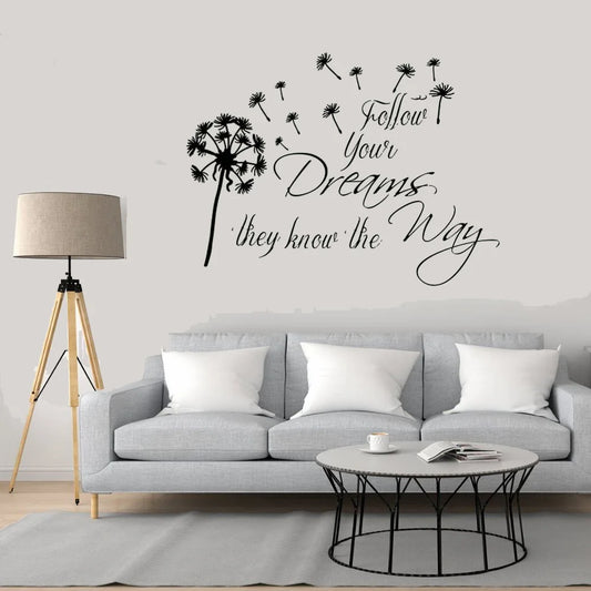 Inspirational Wall Sticker Quote Follow Your Dreams  Family Wall Motivational Wall Decal for bedroom Wallsticker